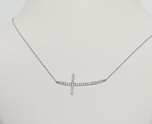 Load image into Gallery viewer, DIAMOND SIDEWAYS CROSS CHOKER NECKLACE