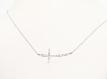 Load image into Gallery viewer, DIAMOND SIDEWAYS CROSS CHOKER NECKLACE
